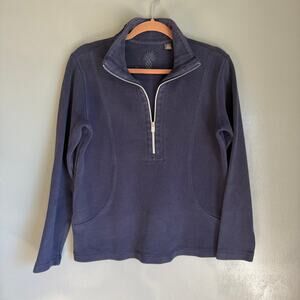 TOMMY BAHAMA Men's Small Navy Blue Cotton Terry Pullover 1/2 Zip Jacket Outdoors